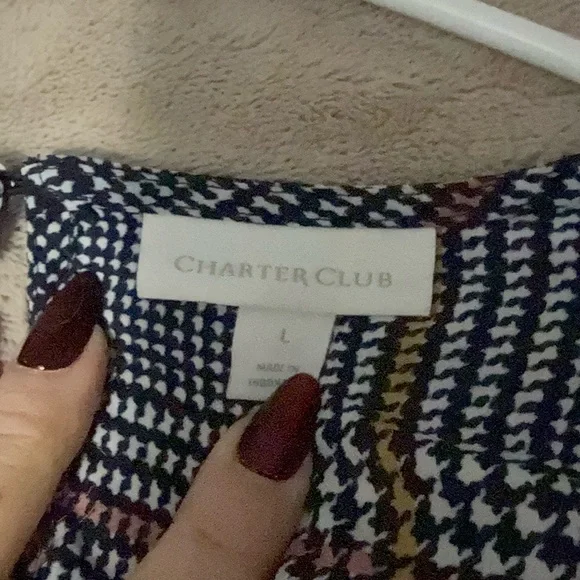 Charter Club Multicolor Houndstooth Blouse - Picture 2 of 2